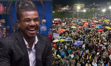 Debaixo de chuva, multidão lota arena em Salvador para celebrar vitória de Davi no BBB 24