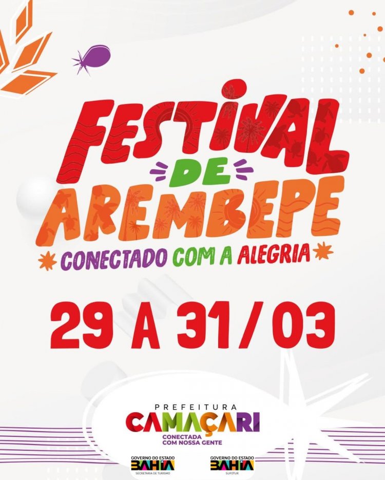 Festival de Arembepe acontece de 29 a 31 de março com programação cultural e musical